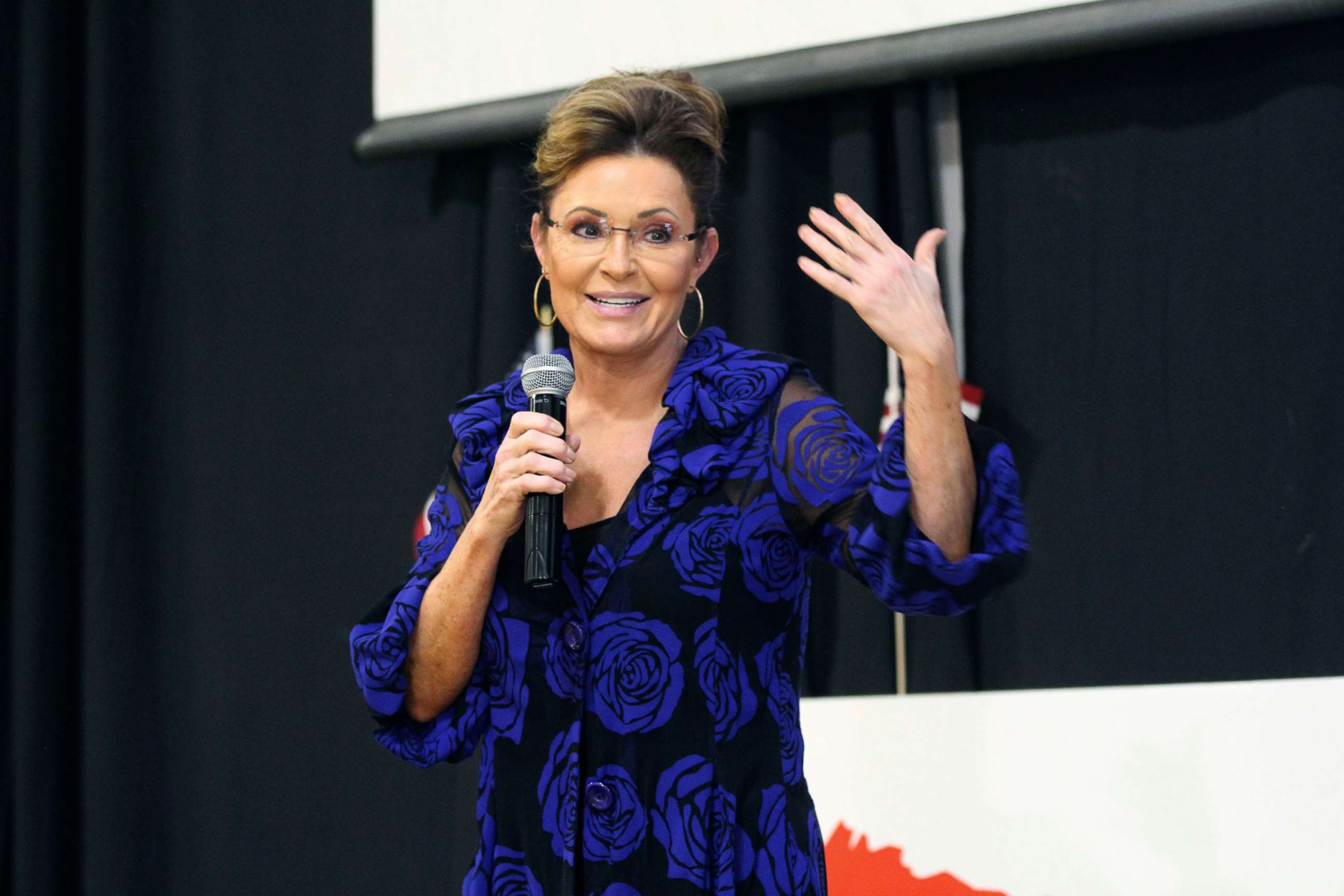 PHOTO: Sarah Palin, a Republican seeking the sole U.S. House seat in Alaska, addresses supporters, June 2, 2022, in Anchorage, Alaska.