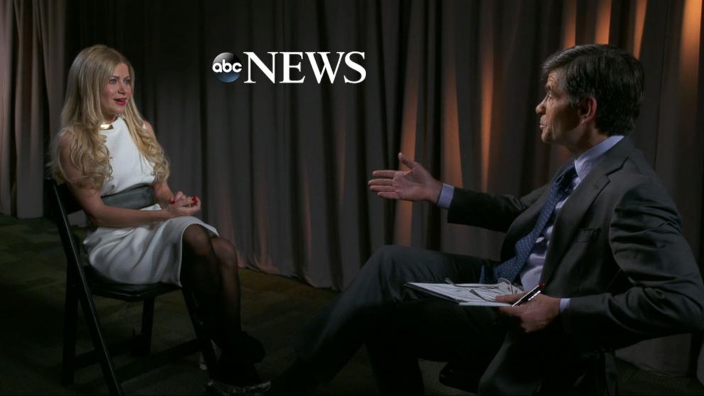 PHOTO: George Papadopoulos fiance, Simona Mangiante responds to ABC's George Stephanopoulos' question asking if she speaks Russian.