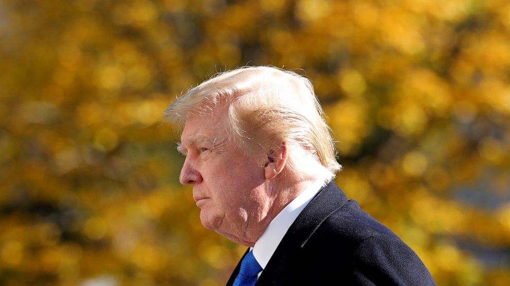 PHOTO: President Donald Trump walks on the South Lawn of the White House upon his return to Washington from Camp David, Nov. 29, 2020. 