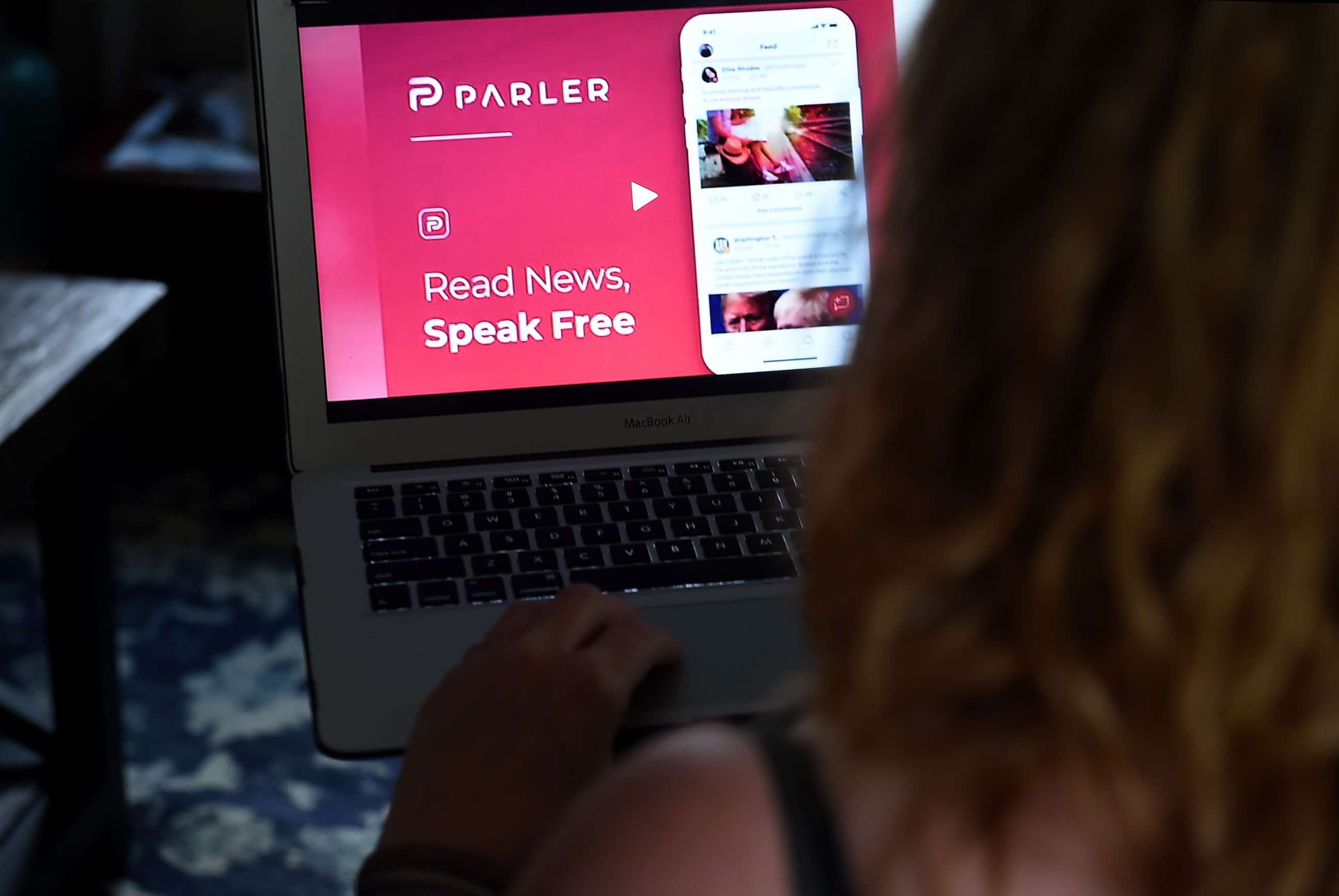 PHOTO: The social media website Parler is displayed on a computer screen in Arlington, Va., July 2, 2020.