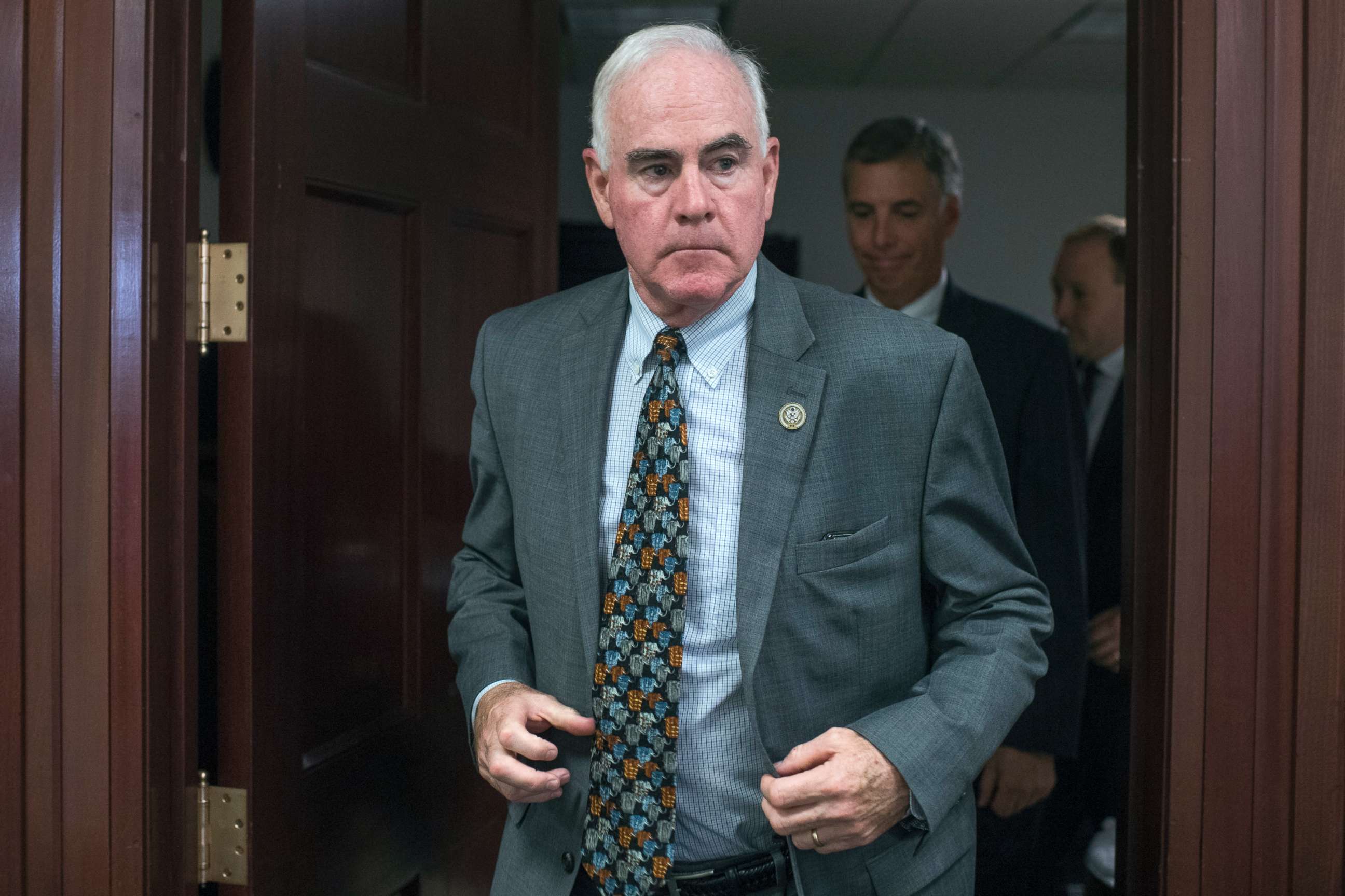 PHOTO: Rep. Patrick Meehan leaves a meeting of the House Republican Conference at the Capitol, June 21, 2017, in Washington, D.C. 