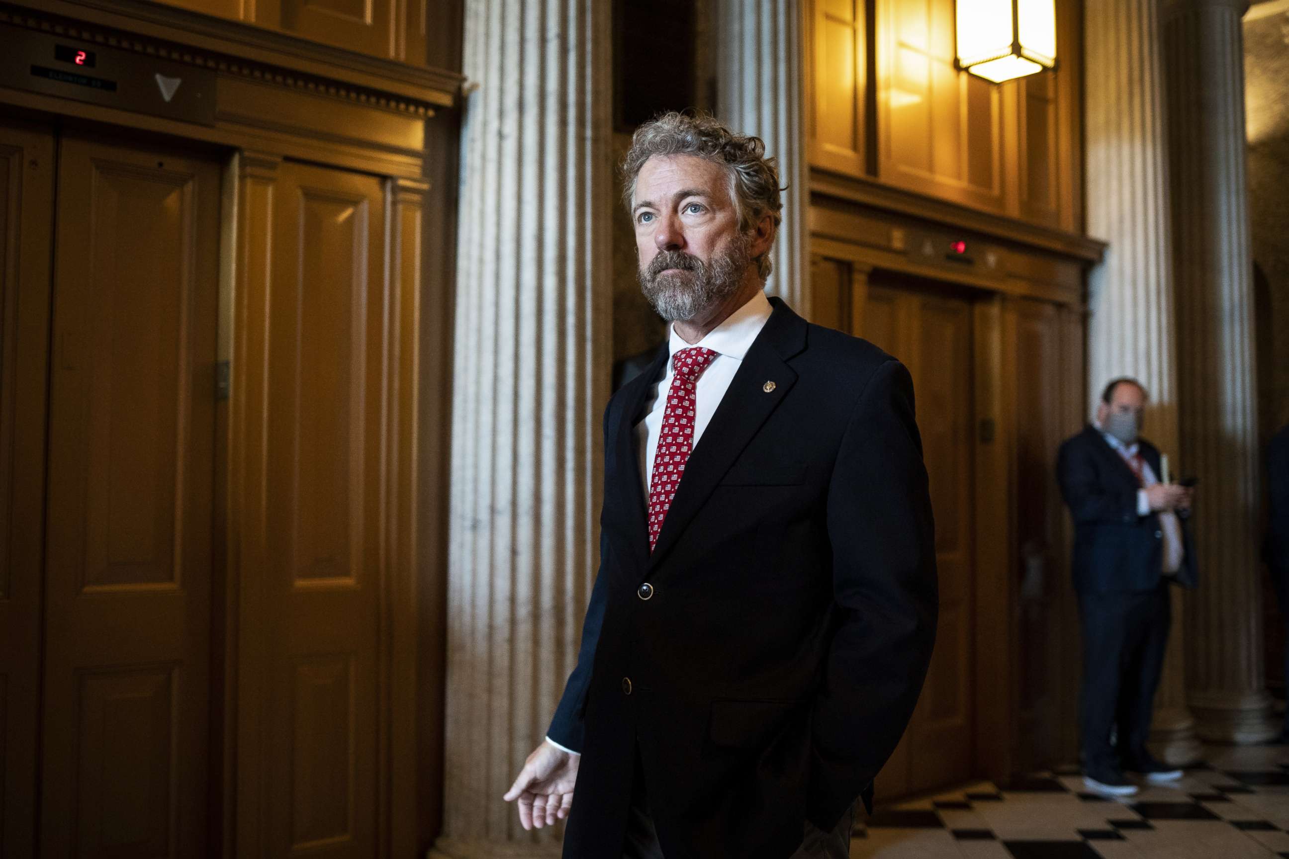 PHOTO: Senator Rand Paul, a Republican from Kentucky, departs following a vote at the U.S. Capitol in Washington, D.C., May, 14, 2020.