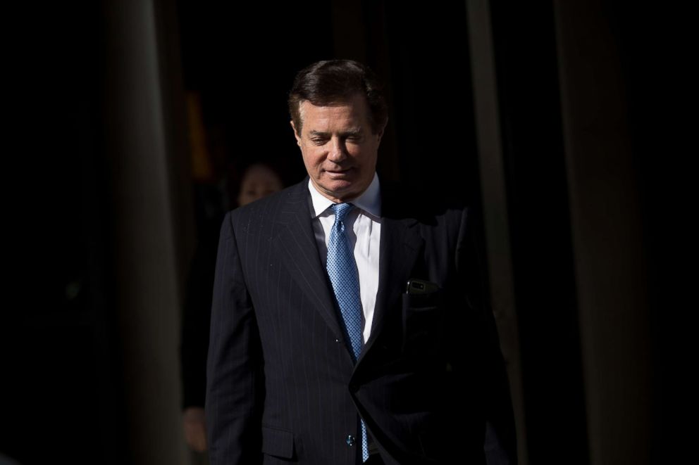 PHOTO: Paul Manafort, former campaign manager for Donald Trump, exits the E. Barrett Prettyman Federal Courthouse, Feb. 28, 2018, in Washington, DC.