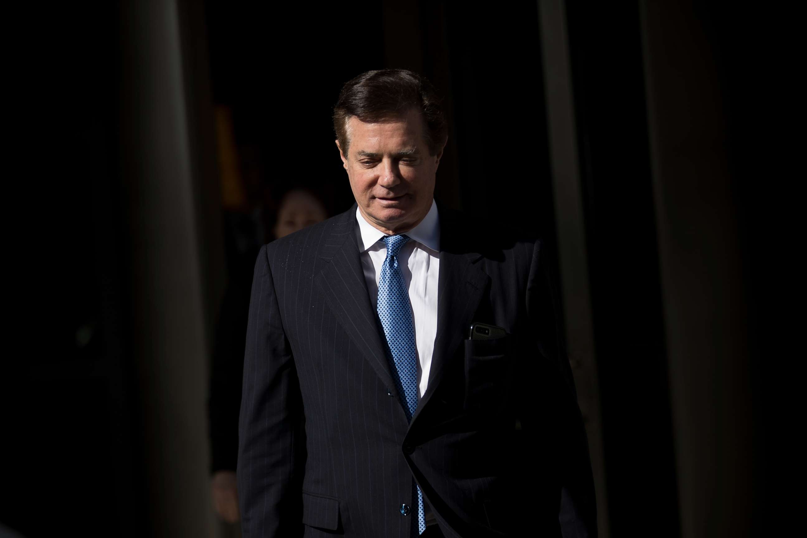 PHOTO: Paul Manafort, former campaign manager for Donald Trump, exits the E. Barrett Prettyman Federal Courthouse on Feb. 28, 2018, in Washington, D.C.