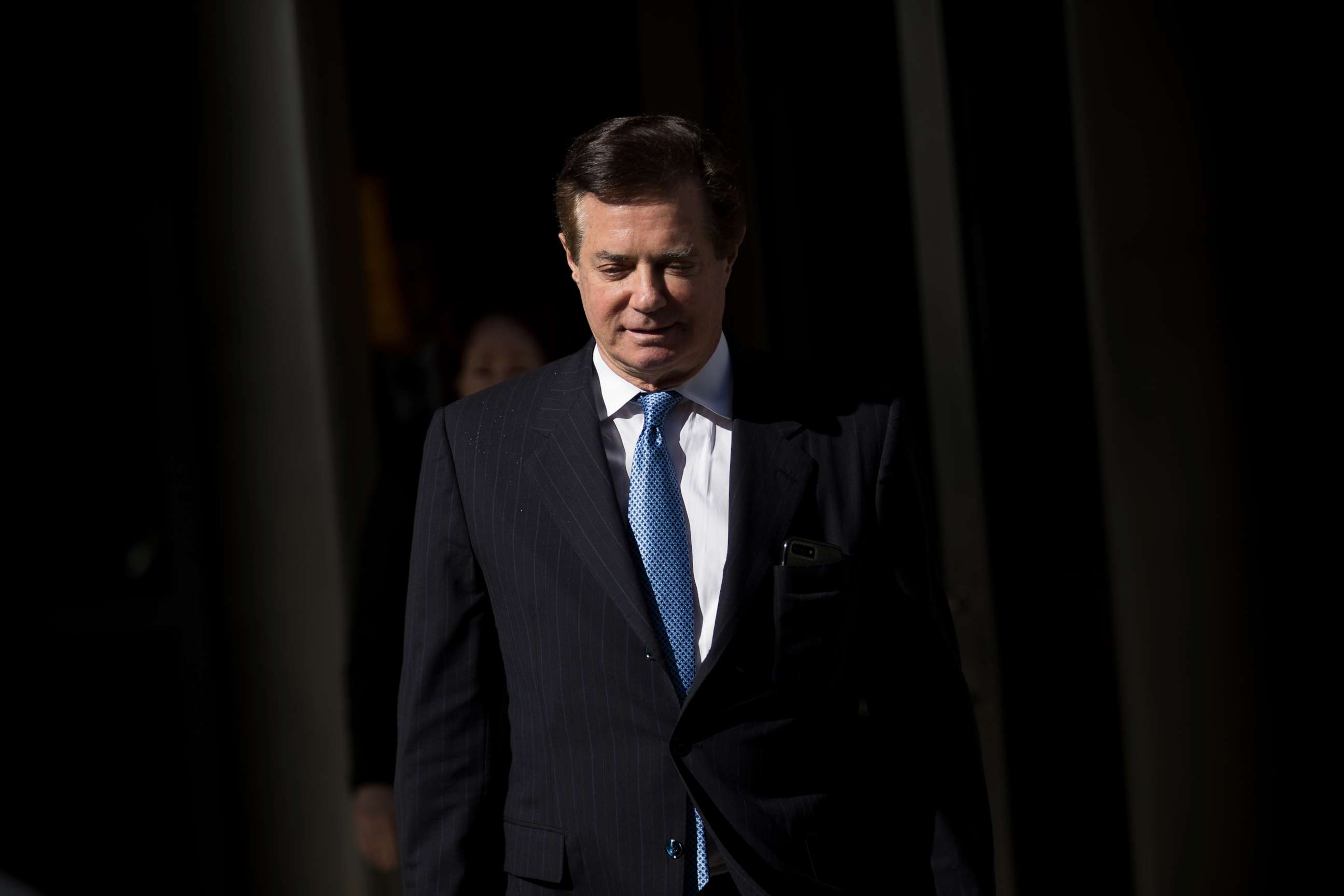 PHOTO: Paul Manafort, former campaign manager for Donald Trump, exits the E. Barrett Prettyman Federal Courthouse, Feb. 28, 2018, in Washington, DC.