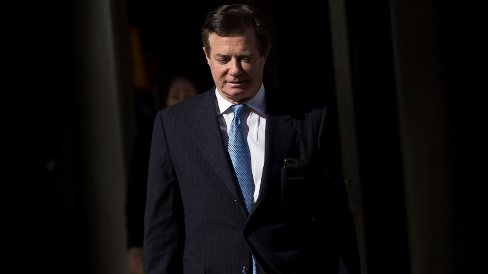 PHOTO: Paul Manafort, former campaign manager for Donald Trump, exits the E. Barrett Prettyman Federal Courthouse, Feb. 28, 2018, in Washington, DC.