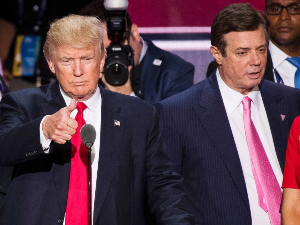 PHOTO: Donald Trump, flanked by campaign manager Paul Manafort and daughter Ivanka, checks the podium in preparation for accepting the GOP nomination to be President at the 2016 Republican National Convention in Cleveland, July 20, 2016. 