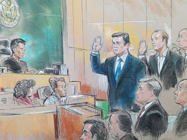 PHOTO: Paul Manafort and Rick Gates appear in federal court with U.S. District Magistrate Judge Deborah Robinson, Oct. 30, 2017.