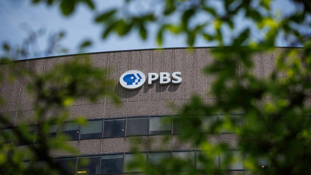 PHOTO: The Public Broadcasting Service (PBS) headquarters is seen on May 2, 2025 in Arlington, VA.