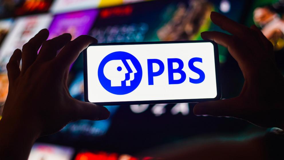 PHOTO: In this photo illustration, the Public Broadcasting Service (PBS) logo is displayed on a smartphone screen.