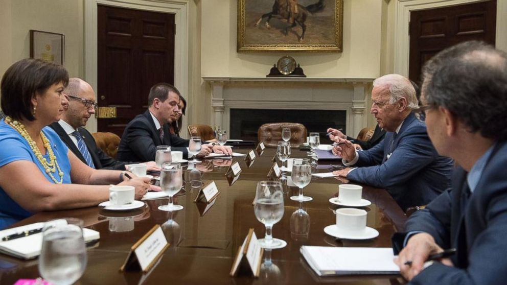 This photo was posted by Vice President Biden's Twitter account on June 10, 2015 with the caption, "Vice President Biden met with Prime Minister Yatsenyuk of #Ukraine at the White House today". 