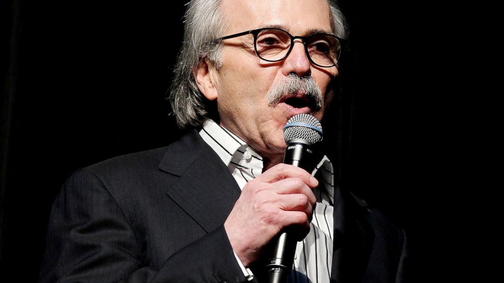 PHOTO: David Pecker, Chairman and CEO of American Media speaks at the Shape and Men's Fitness Super Bowl Party, in New York, Jan. 31, 2014. 