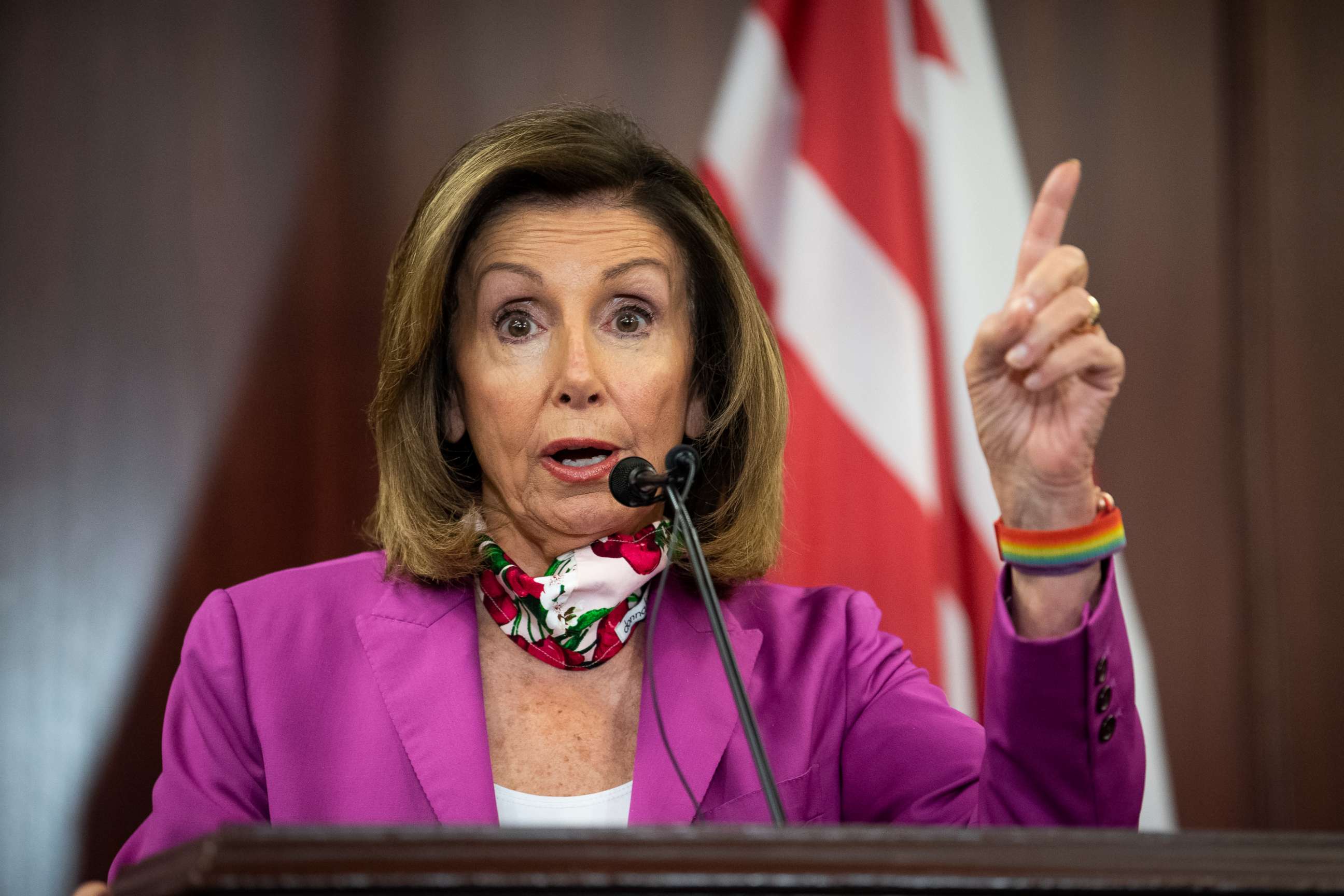 PHOTO: Speaker of the House Nancy Pelosi speaks during a news conference on D.C. statehood in the Capitol in Washington, June 16, 2020.