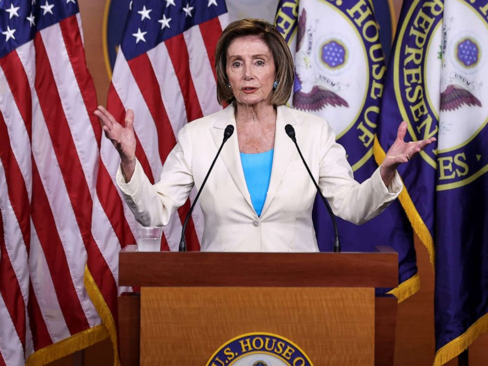 PHOTO: House Speaker Nancy Pelosi discusses the formation of a select committee to investigate the Jan. 6 attack on the U.S. Capitol during her weekly news conference in Washington, July 1, 2021. 