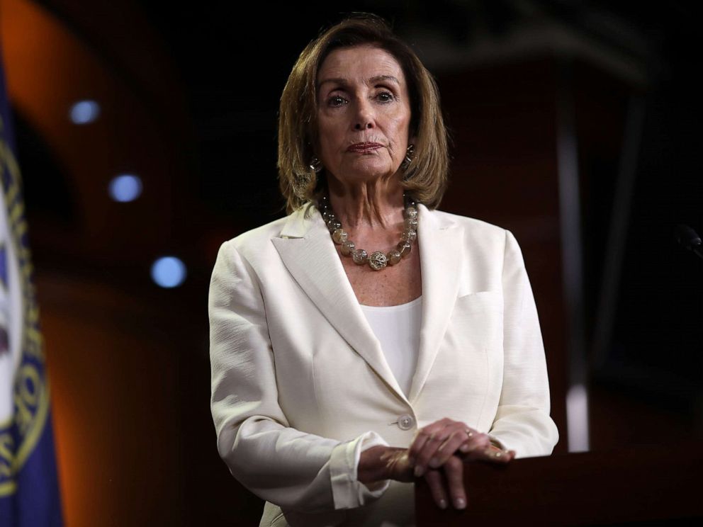 PHOTO: Speaker of the House Nancy Pelosi (D-CA) answers questions during a press conference at the Capitol, July 11, 2019.