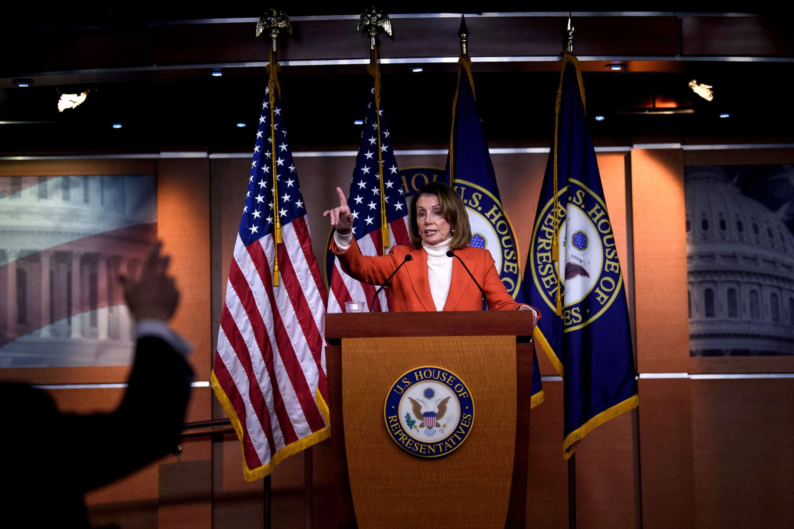 PHOTO: House Minority Leader Nancy Pelosi speaks to reporters on Capitol Hill, Nov. 15, 2018.