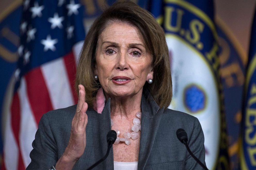 PHOTO: House Minority Leader Nancy Pelosi conducts a news conference in the Capitol Visitor Center, Oct. 13, 2017, to discuss the Affordable Care Act.