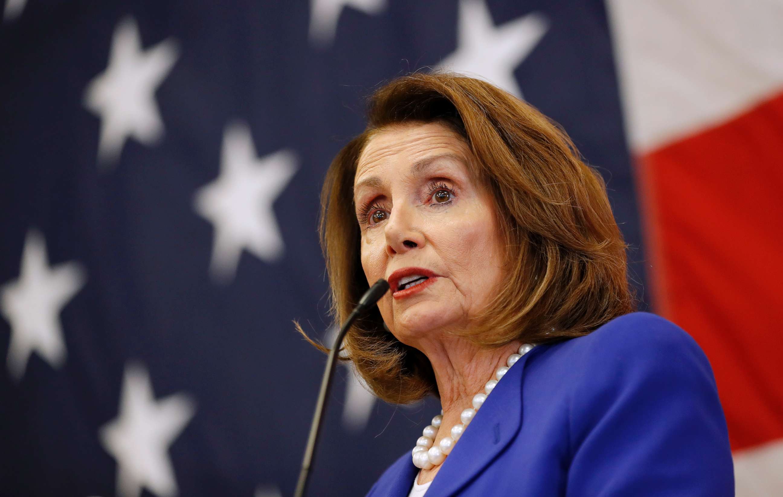 PHOTO: House Minority Leader Nancy Pelosi speaks during the Polk County Democrats Spring Dinner, May 6, 2018, in Des Moines, Iowa.