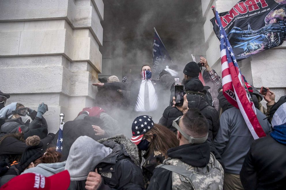 PHOTO: Demonstrators breach the U.S. Capitol building during a protest in Washington, Jan. 6, 2021. 