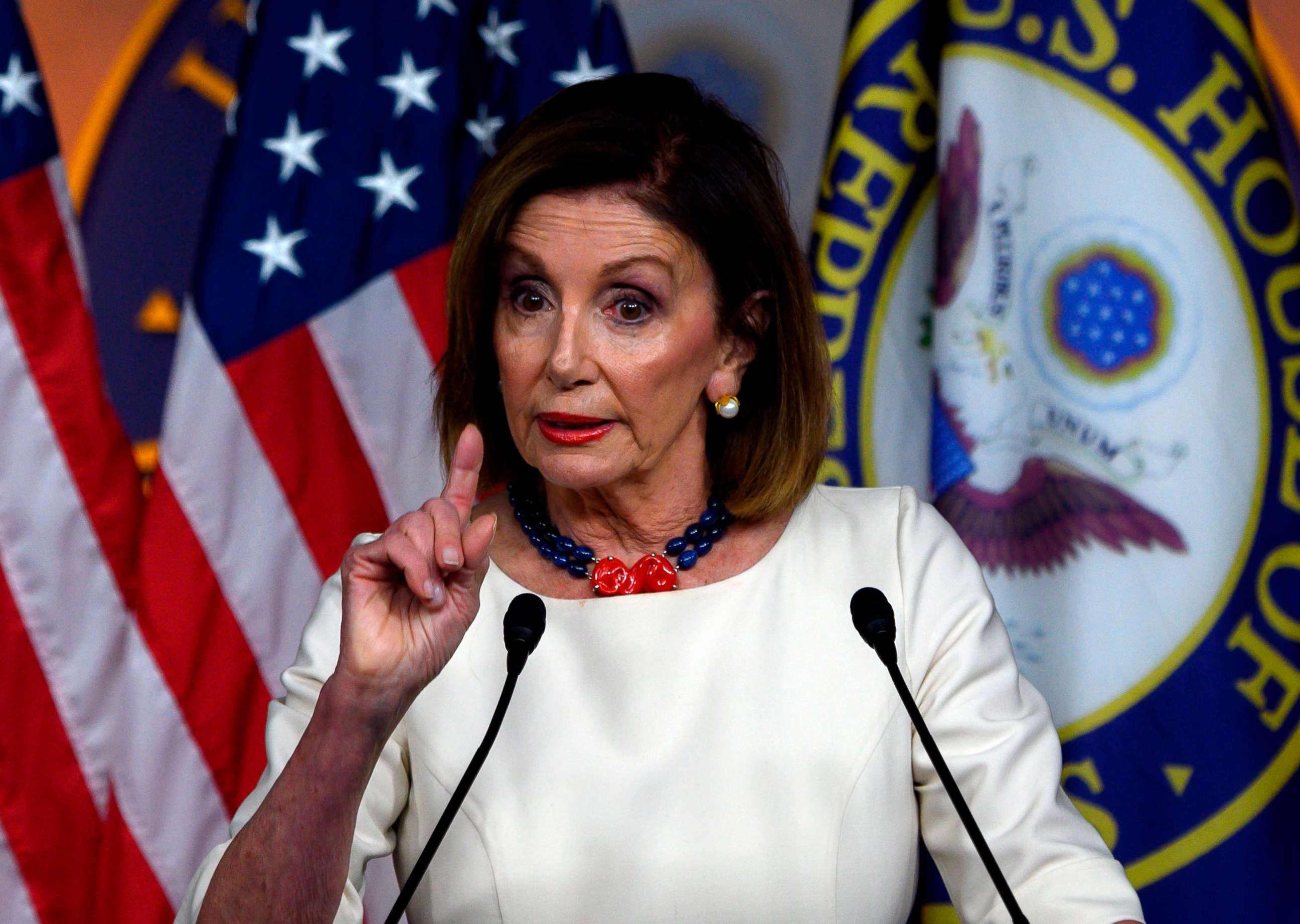 PHOTO: Speaker of the House Nancy Pelosi talks during her weekly press briefing on Capitol Hill in Washington, D.C. on Sept, 26, 2019.