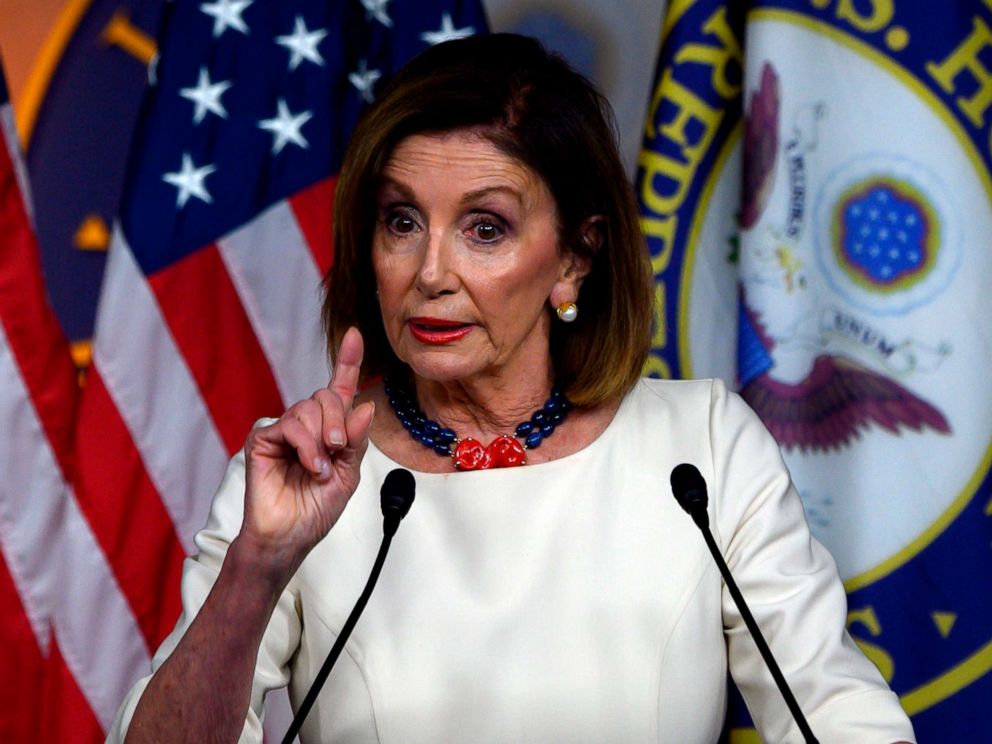 PHOTO: Speaker of the House Nancy Pelosi talks during her weekly press briefing on Capitol Hill in Washington, D.C. on Sept, 26, 2019.