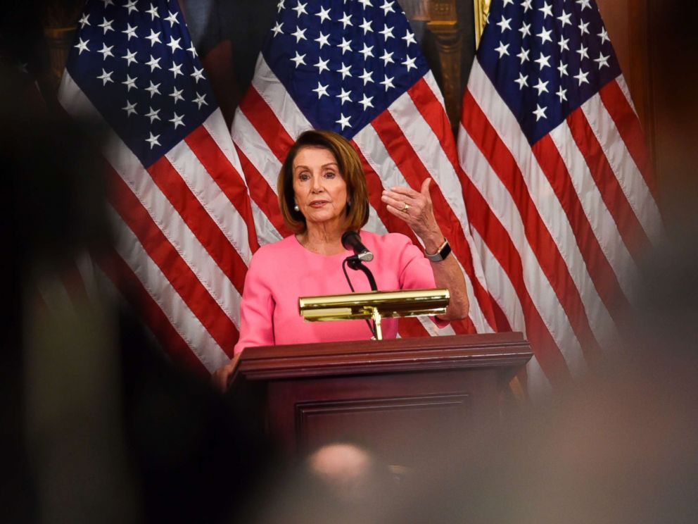 PHOTO: House Minority leader Nancy Pelosi speaks during a press conference after Democrats took back control of the house in Washington, D.C., Nov. 7, 2018.
