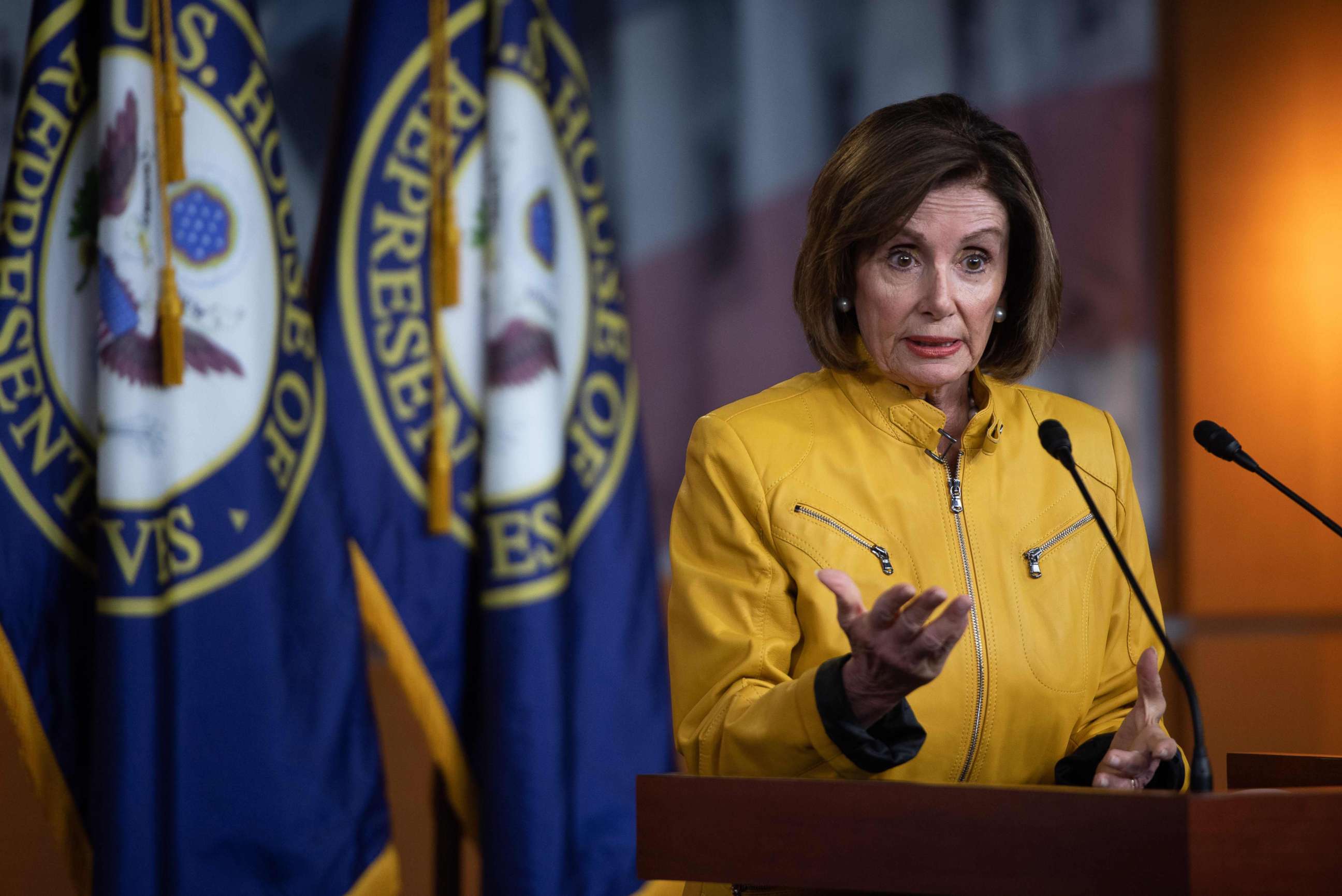PHOTO: Speaker of the House of Representatives Nancy Pelosi speaks to the press, June 13, 2019, during her weekly press conference on Capitol Hill.