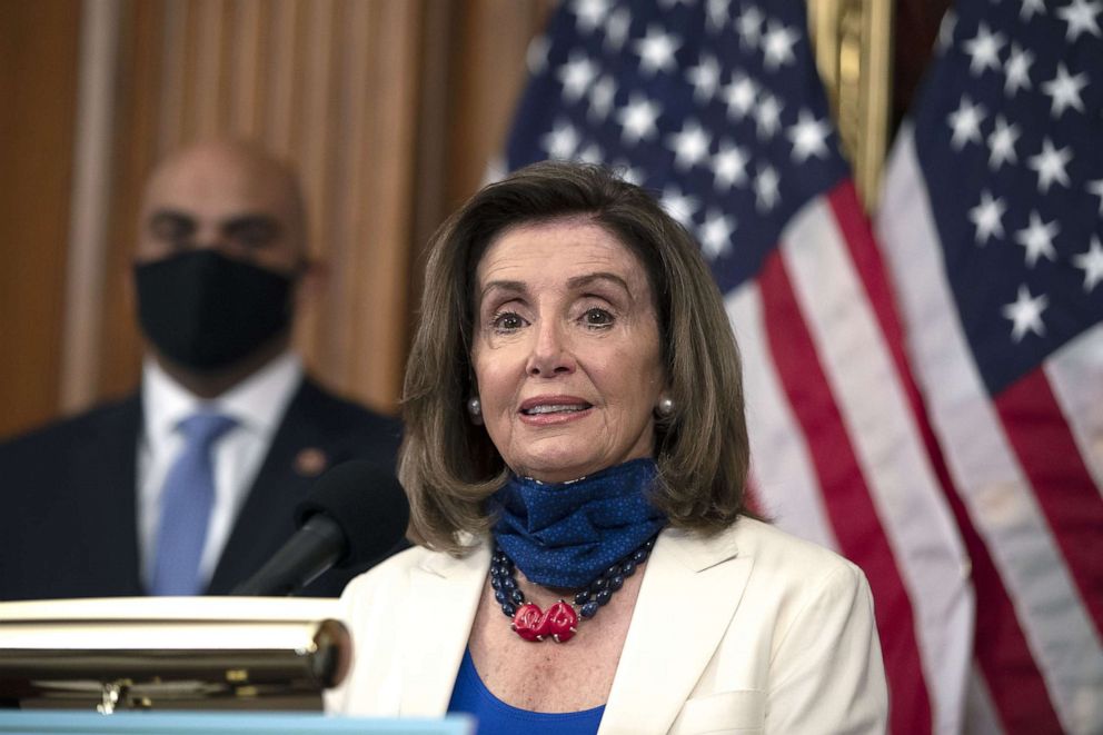 PHOTO: House Speaker Nancy Pelosi speaks at a news conference at the Capitol, June 23, 2020, in Washington, D.C. 