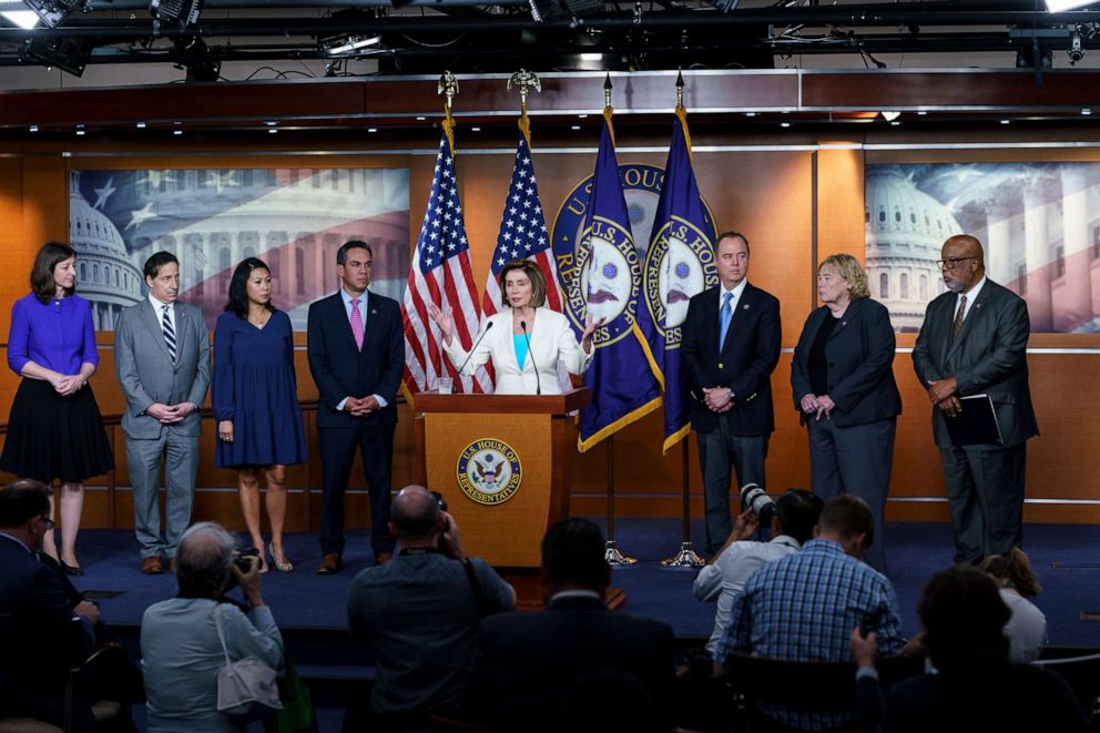 PHOTO: Speaker of the House Nancy Pelosi announces her appointments to a new select committee to investigate the violent Jan. 6 insurrection at the Capitol, on Capitol Hill in Washington, July 1, 2021.