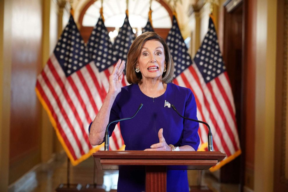 PHOTO: Speaker of the House Nancy Pelosi announces a formal impeachment inquiry of President Donald Trump on Sept. 24, 2019, in Washington.