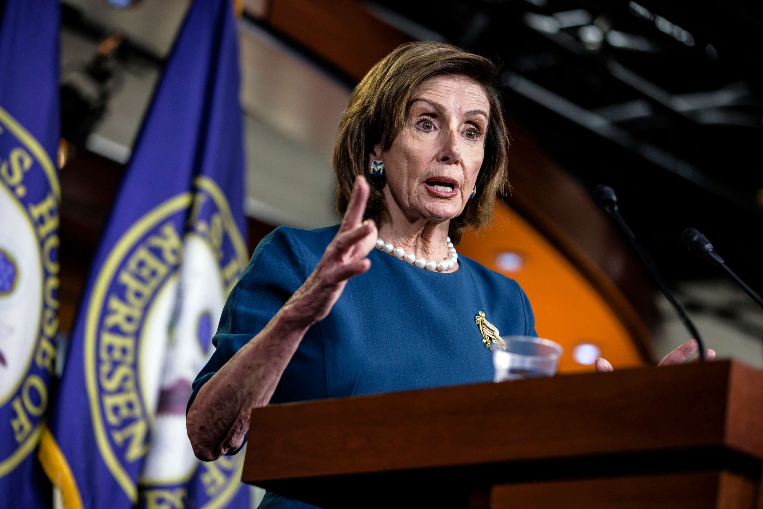 PHOTO: Speaker of the House Nancy Pelosi holds her weekly news conference at the U.S. Capitol building on Oct. 28, 2021 in Washington, D.C.