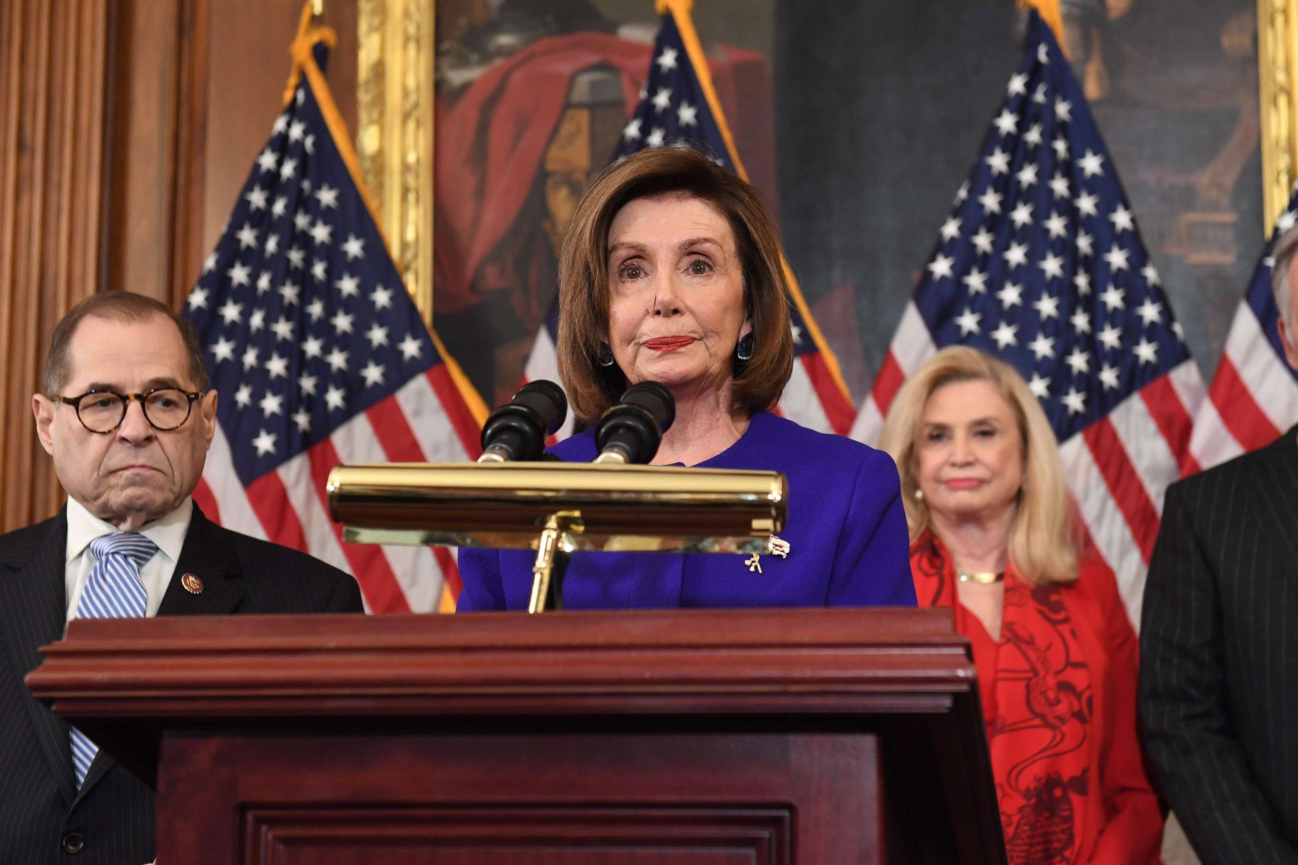 PHOTO: House Speaker Nancy Pelosi speaks during a press conference at the Capitol in Washington, D.C, Dec. 10, 2019.