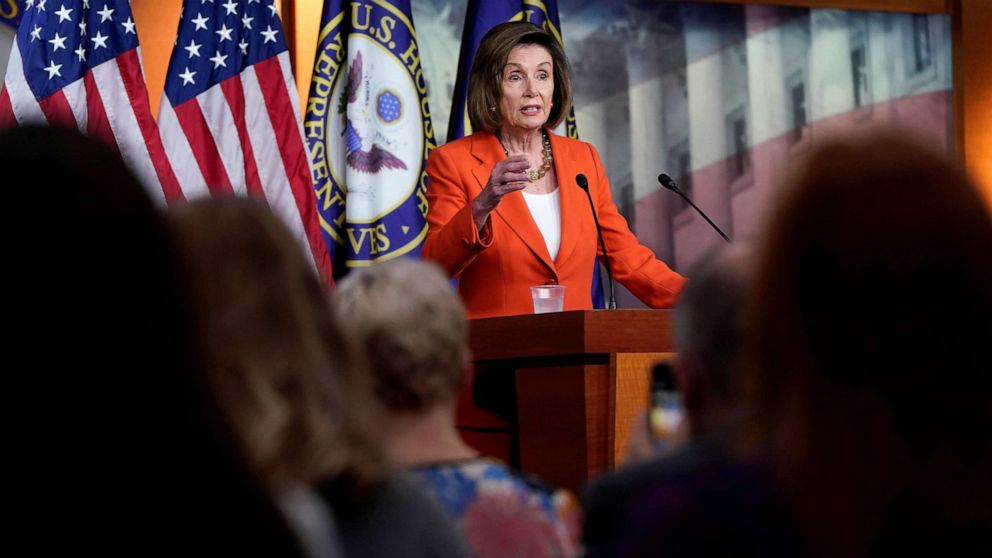 PHOTO: Speaker of the House Nancy Pelosi speaks during a media briefing ahead of a House vote authorizing an impeachment inquiry into President Trump on Capitol Hill in Washington, D.C., Oct. 31, 2019.