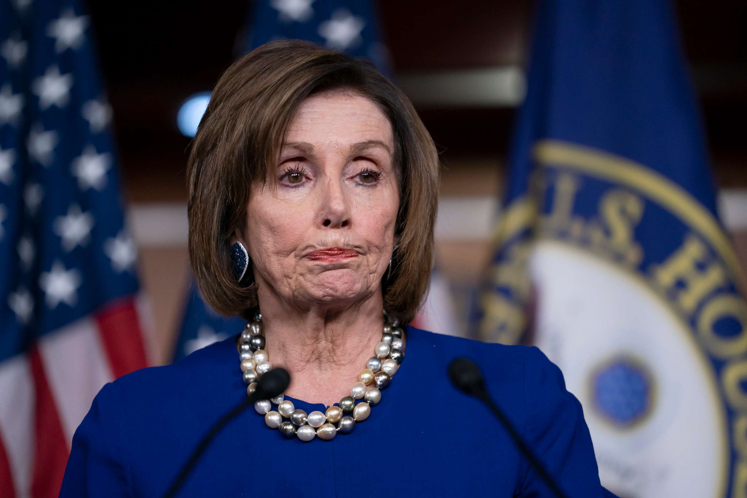 PHOTO: Speaker of the House Nancy Pelosi holds a news conference the morning after the impeachment of President Donald Trump ended in acquittal, at the Capitol in Washington, D.C., Feb. 6, 2020.