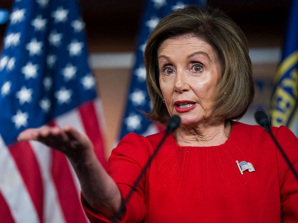 PHOTO: Speaker of the House Nancy Pelosi speaks to the media about the impeachment inquiry into President Donald J. Trump, on Capitol Hill in Washington, DC, Nov. 14, 2019.