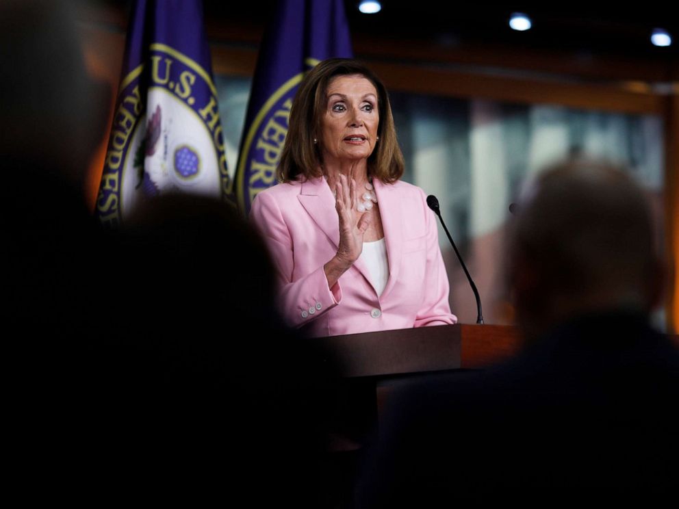 PHOTO:House Speaker Nancy Pelosi delivers remarks during her weekly news conference on Capitol Hill, Sept. 12, 2019 in Washington, D.C.