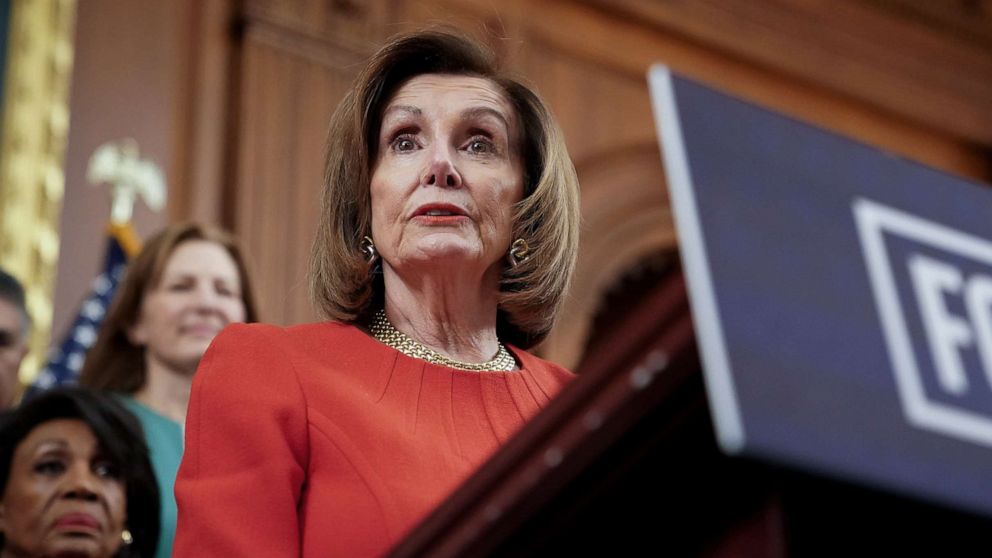 PHOTO: Speaker of the House Nancy Pelosi speaks during a news conference at the Capitol in Washington, D.C., Dec. 19, 2019.