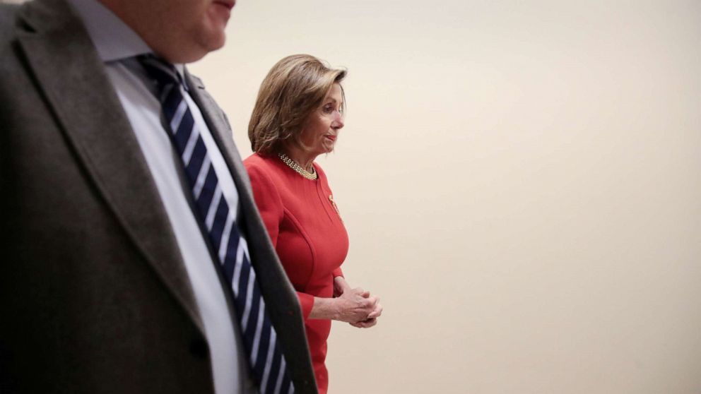 PHOTO: House Speaker Nancy Pelosi arrives for a news conference at the U.S. Capitol in Washington, Dec. 19, 2019.