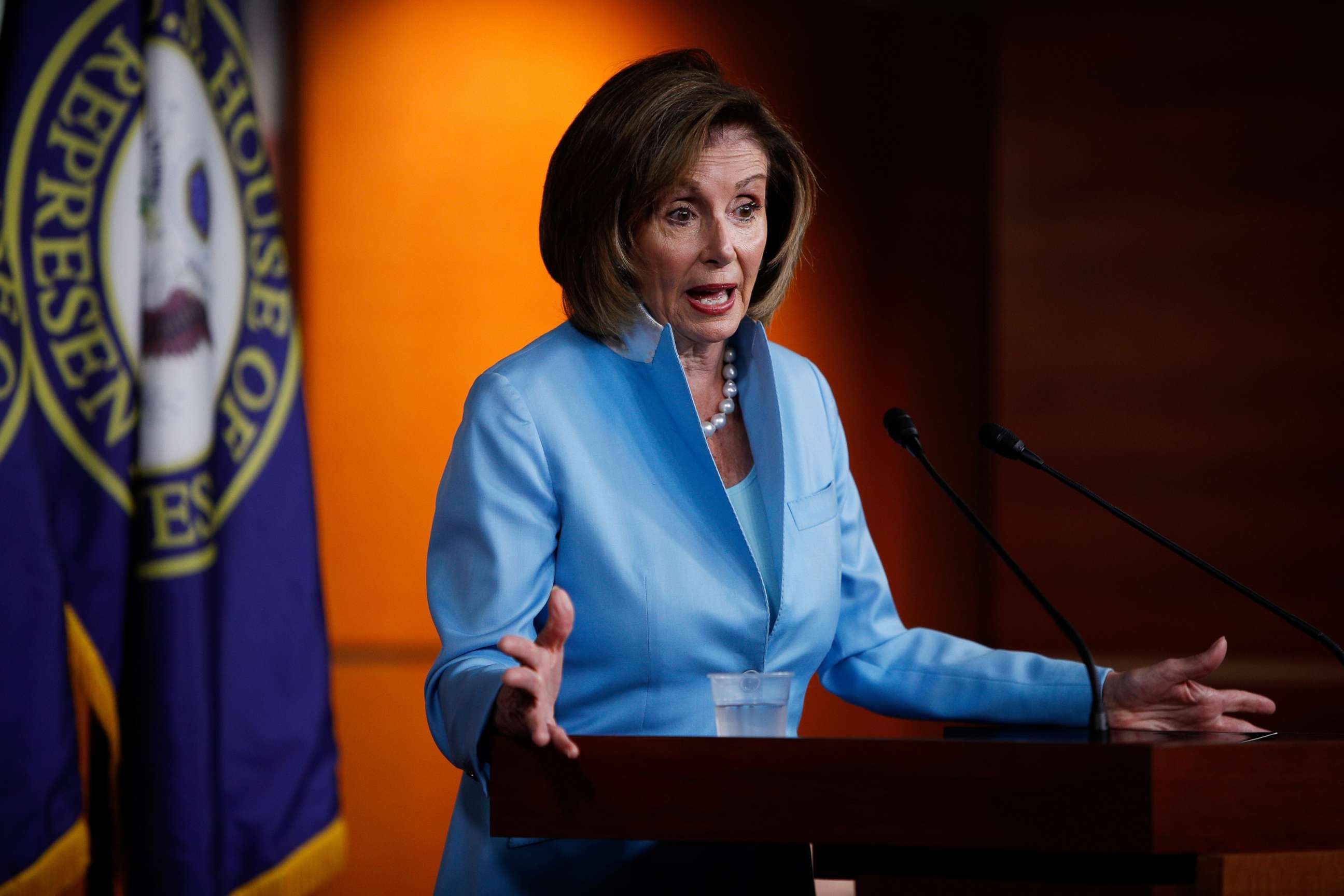 PHOTO: Speaker of the House Nancy Pelosi answers questions from reporters during her weekly news conference on Capitol Hill in Washington, August 6, 2021.