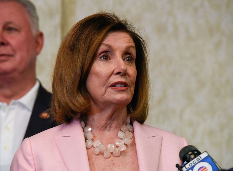 PHOTO: House Speaker Nancy Pelosi talks at a press conference at Bonaventure Town Center Club, Oct. 3, 2019, in Weston, Fla.