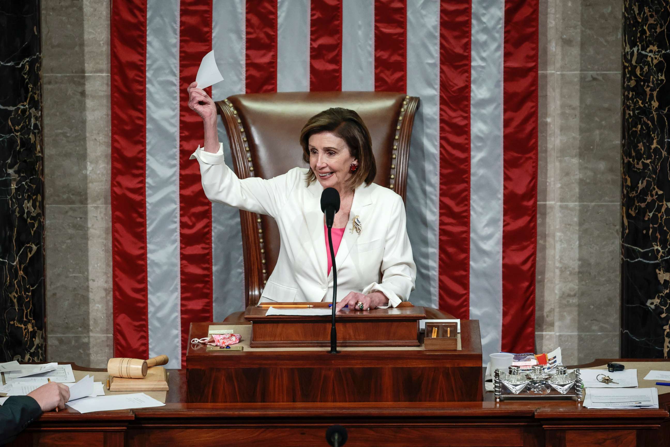 PHOTO: Speaker of the House Nancy Pelosi presides over the vote for the Build Back Better Act at the U.S. Capitol, Nov. 19, 2021, in Washington, D.C.