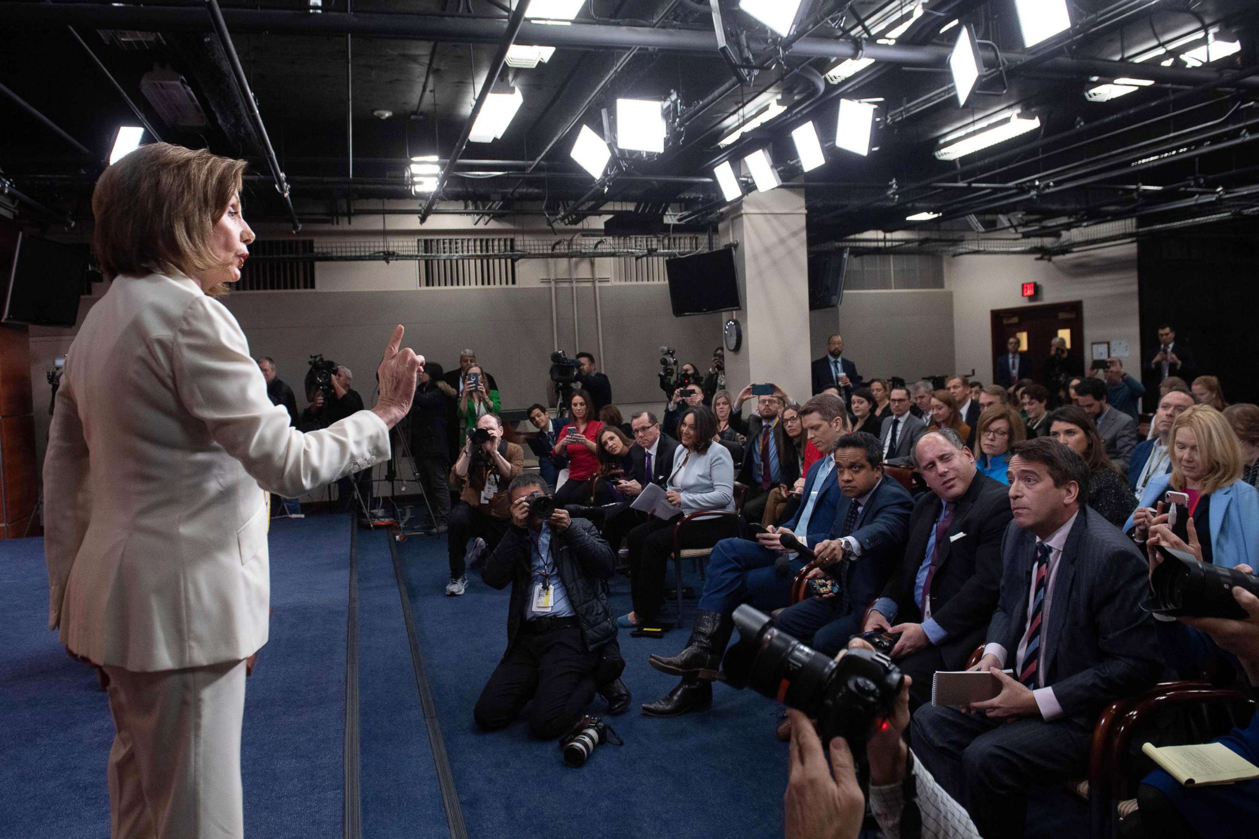 PHOTO: Speaker of the House Nancy Pelosi holds her weekly press conference on Capitol Hill in Washington, D.C., Dec. 5, 2019.