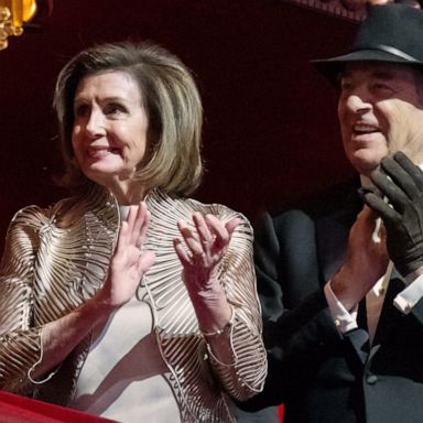 Pelosi wore a hat and a single glove at the Kennedy Center Honors in Washington.