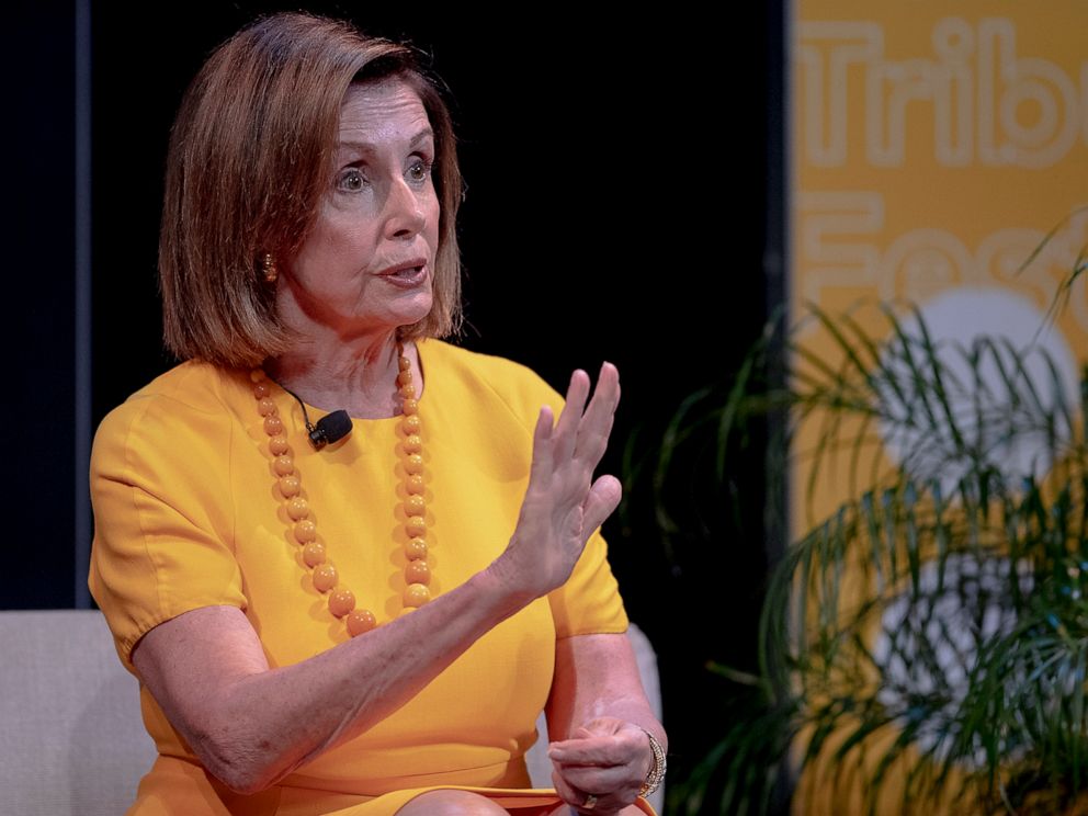 PHOTO: Speaker of the House Nancy Pelosi, D-Calif., speaks during an interview at The Texas Tribune Festival on Saturday, Sept. 28, 2019, in Austin, Texas.