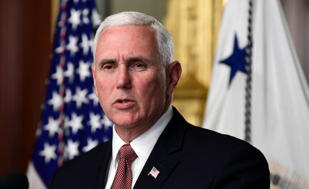 PHOTO: Vice President Mike Pence speaks during an event to swear in Carlos Trujillo as the U.S. Ambassador to the Organization of American States on the White House complex, May 2, 2018. 