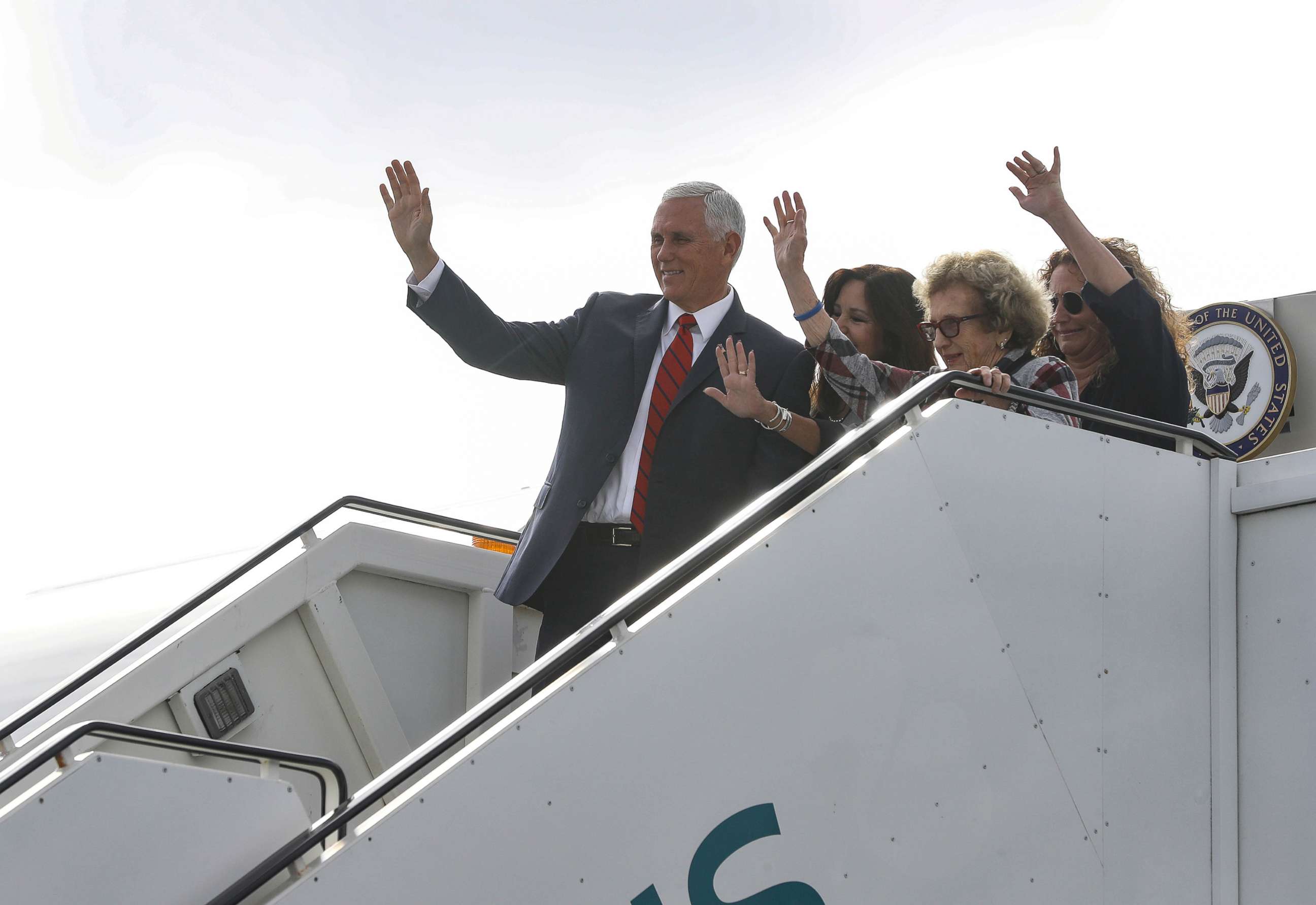 PHOTO: Vice-President Mike Pence, with his wife Karen and mother Nancy Pence Fritsch, arrives in Dublin, Ireland September 3, 2019.