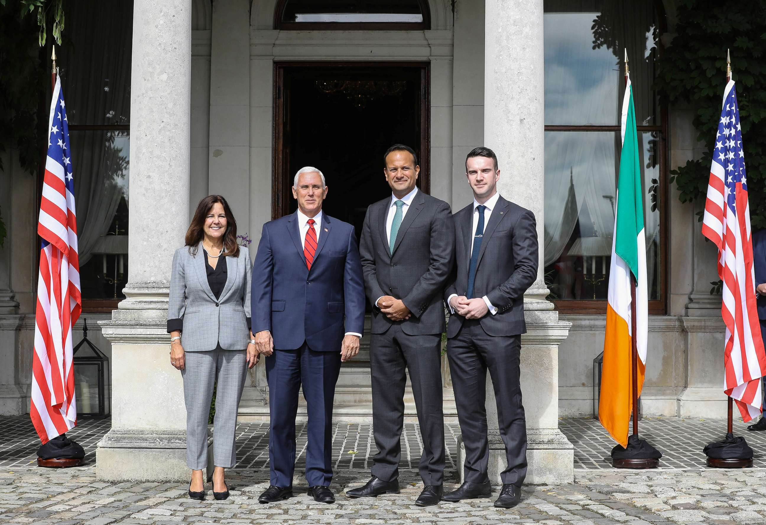 PHOTO: Vice-President Mike Pence and his wife Karen Pence pose for a photo with Irish Taoiseach (Prime Minister) Leo Varadkar and his partner Dr.Matt Barrett in Dublin, Ireland, September 3, 2019.