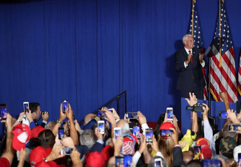 PHOTO: Vice President Mike Pence attends a Donald J. Trump for President Latino Coalition Rollout at the DoubleTree by Hilton Hotel Miami Airport & Convention Center on June 25, 2019, in Miami, Fla.