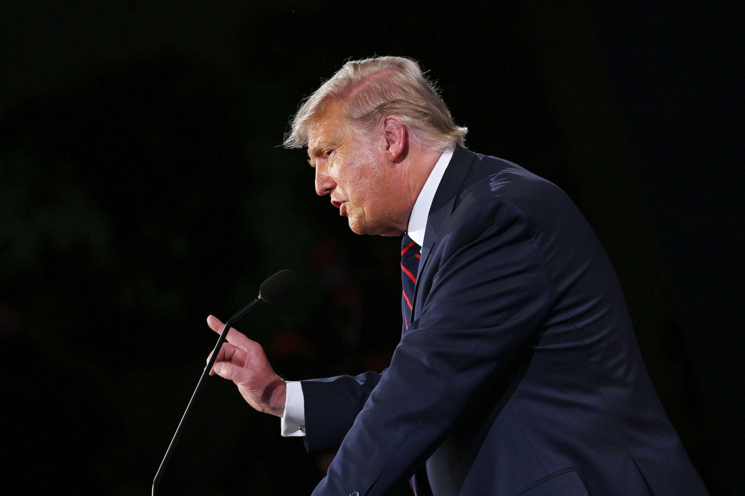 PHOTO: President Donald Trump speaks during the first presidential debate in Cleveland, Ohio.,  Sept. 29, 2020. 