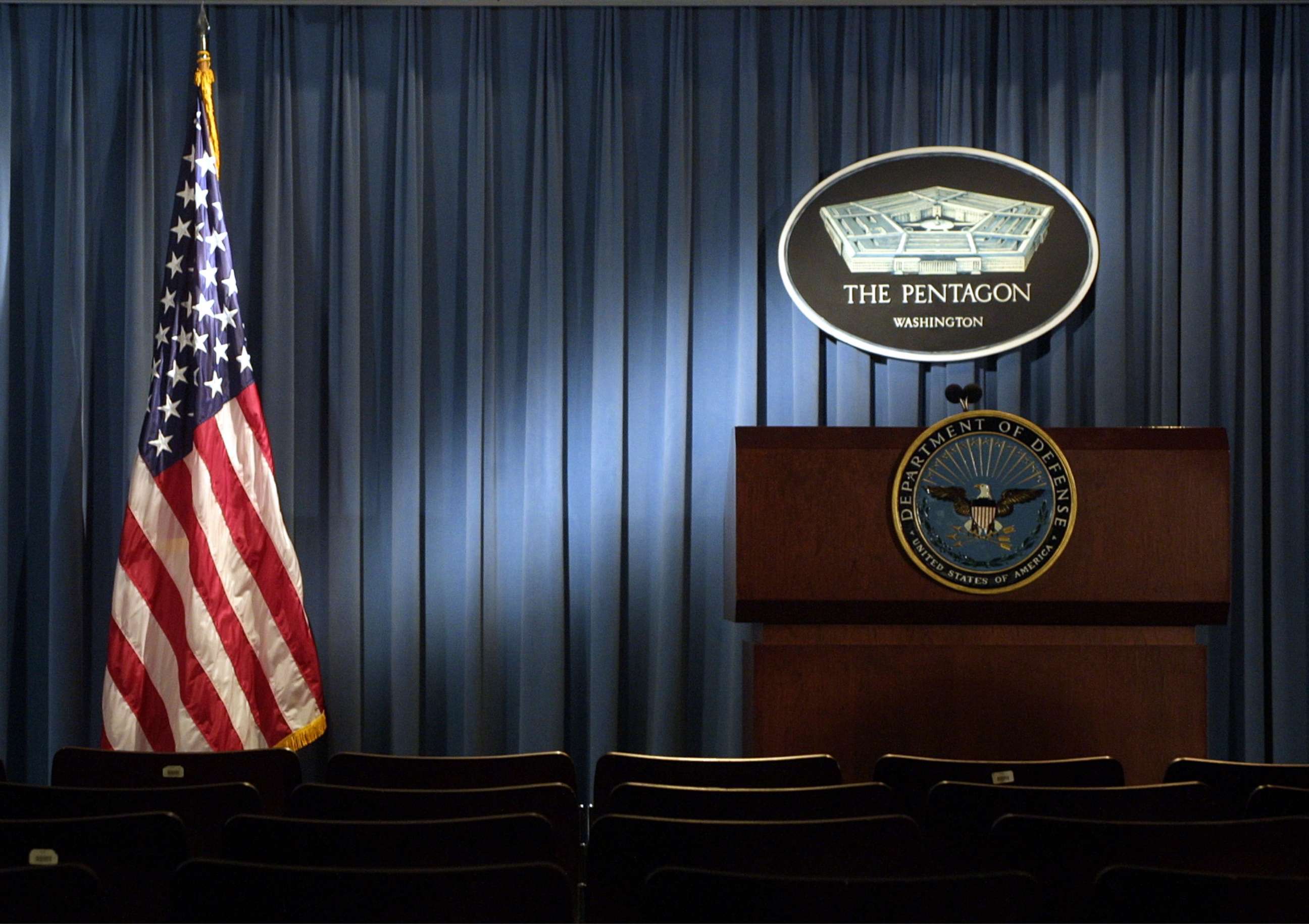 PHOTO: The briefing room at the Pentagon in Arlington, Va., Jan. 3, 2002.